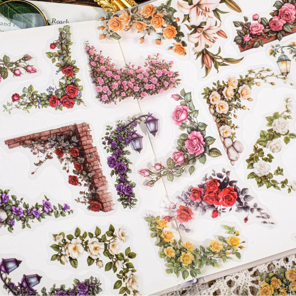 30 Pcs Flowers Corner Stickers PET sticker package DIY diary decoration sticker album scrapbooking Junk Journal Beauty World Shop
