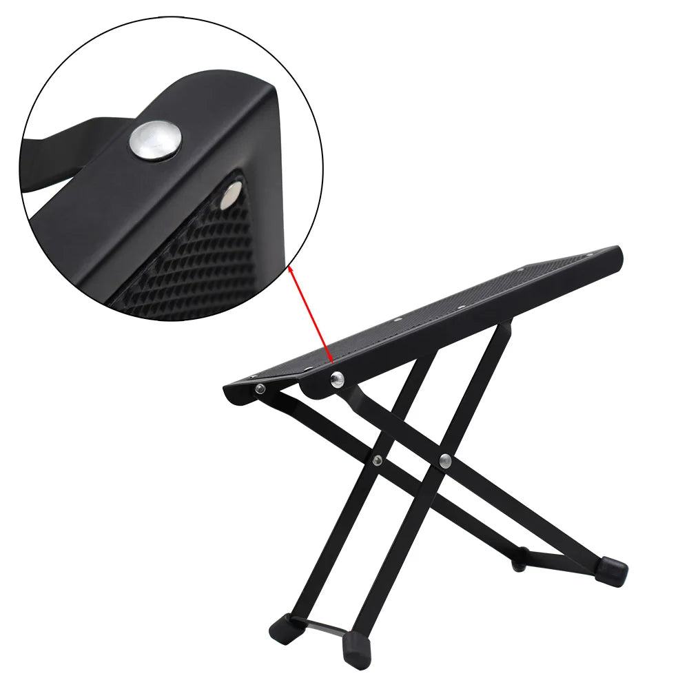 Guitar Foot Stool 4 Position Height Adjustable Foldable Guitar Pedal Foot Rest Step Footstool Black for Guitar Pedal Accessories Beauty World Shop
