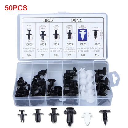 Auto Fastener Clip Mixed Car Body Push Retainer Pin Rivet Bumper Door Trim Panel Fastener Kit Car Clip 100/50 Box /Bag packaging Beauty World Shop