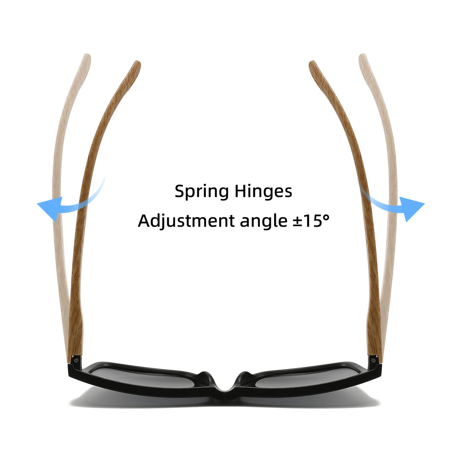 New Fashion Square Sunglasses - Wood Grain Spring Hinge, UV400 Unisex for Driving, Hiking & Travel Beauty World Shop