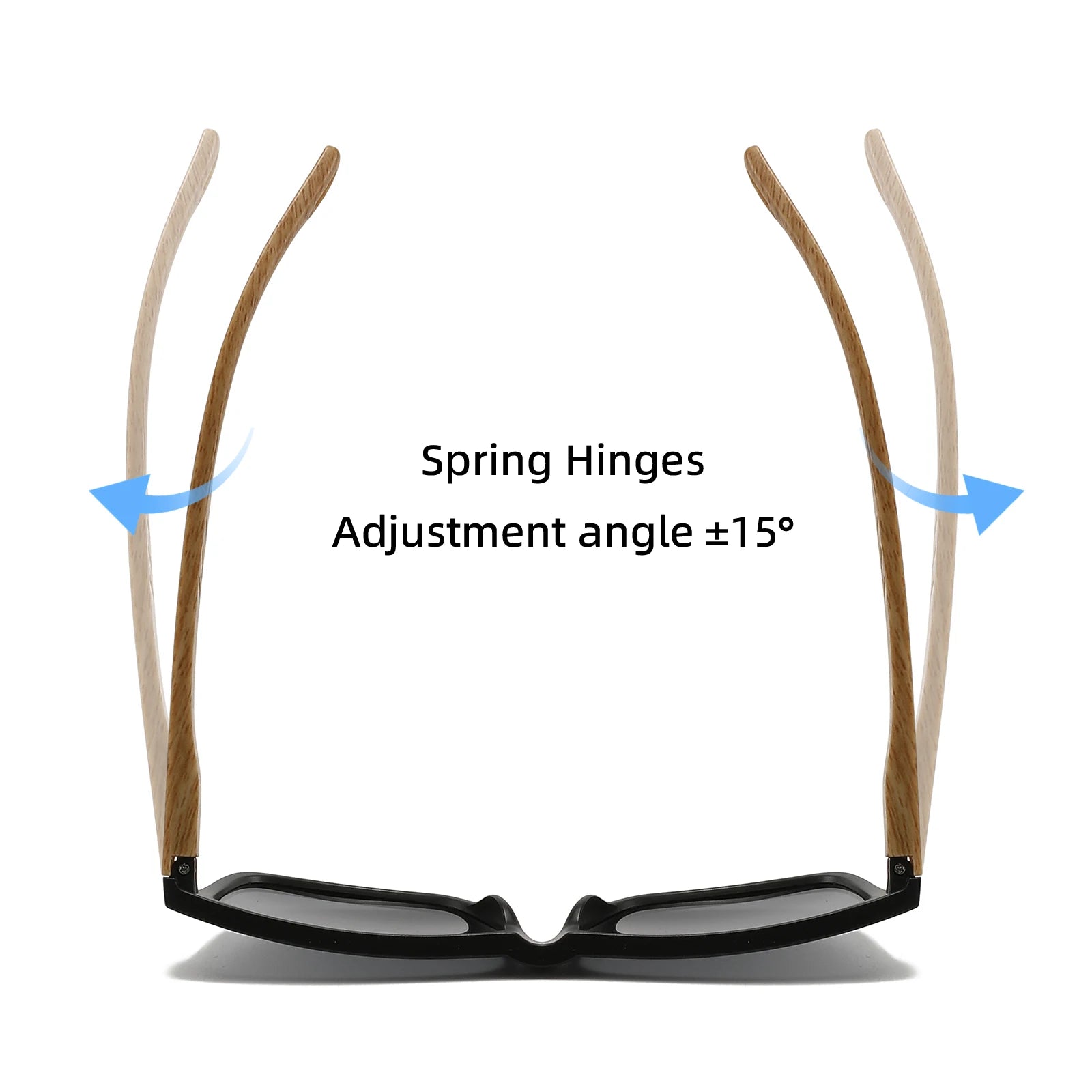 New Fashion Square Sunglasses - Wood Grain Spring Hinge, UV400 Unisex for Driving, Hiking & Travel Beauty World Shop