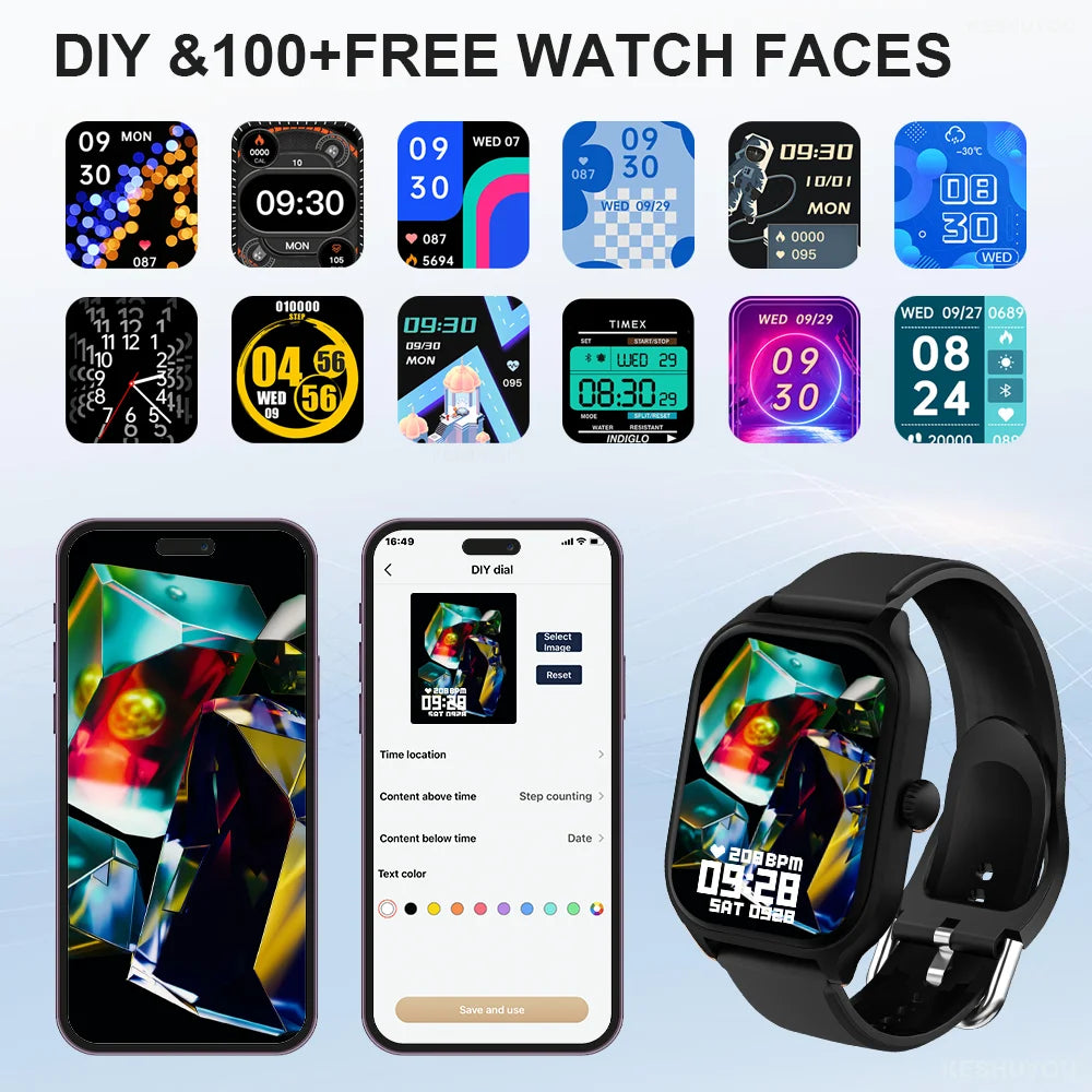 H9 New Smart Watch 2.01 Inch HD Display Answer Make Call Message Preview Sport Modes DIY Dial Weather Forecast For Men Women Beauty World Shop