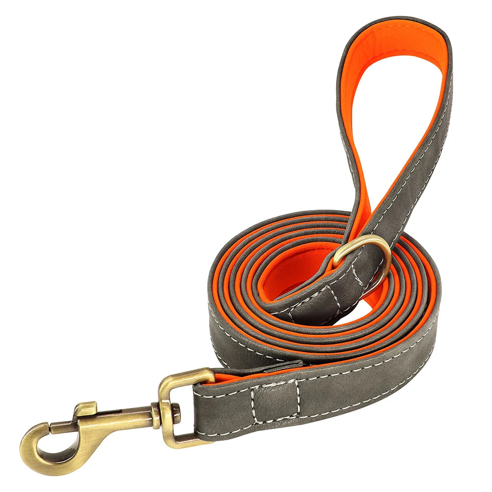 Customized Leather Dog Collar Leash Set Soft Padded Leather Collar For Small Medium Large Dogs With Free Engraved Nameplate Beauty World Shop