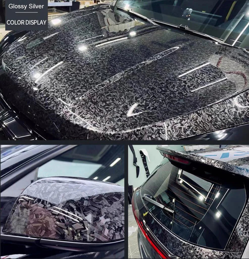 Glossy Laser Forged Carbon Fiber Vinyl Wrap Self Adhesive Car Sticker Waterproof Auto Glossy Vinyl Carbon Film for Car Decal Beauty World Shop