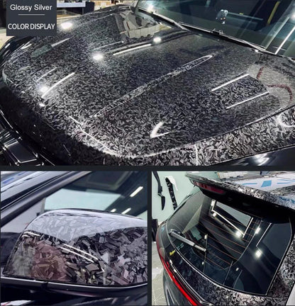 Glossy Laser Forged Carbon Fiber Vinyl Wrap Self Adhesive Car Sticker Waterproof Auto Glossy Vinyl Carbon Film for Car Decal Beauty World Shop