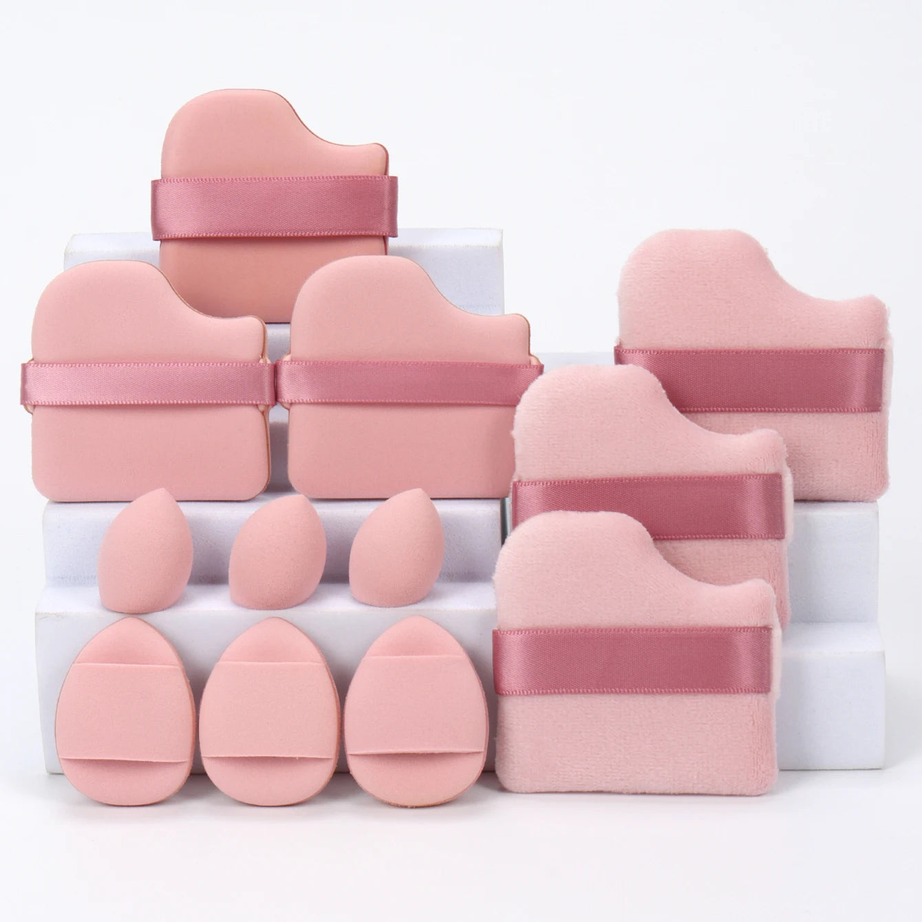 12-Piece All-Purpose Makeup Sponge Set, Made of 3 Loose Powder Puffs, 3 Mini Air Cushion Puffs, 3 Beauty Eggs and 3 Mini Beauty Beauty World Shop