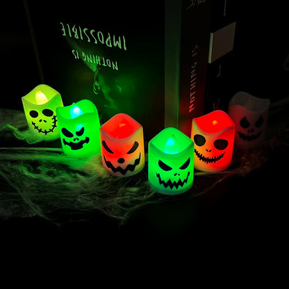 6pcs Halloween Led Ghost Pumpkin Candle Light Glowing Lamp Halloween Party Home Bar Decoration Haunted House Horror Props Beauty World Shop