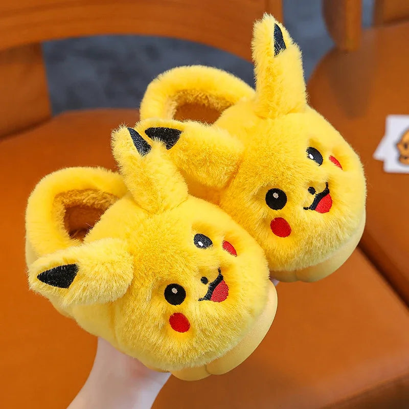Kawaii Pikachu Figure Cotton Slippers Cover Heel Anime Peripheral Cute Cartoon Flat Autumn/Winter Plush Slippers Christmas Gifts Beauty World Shop