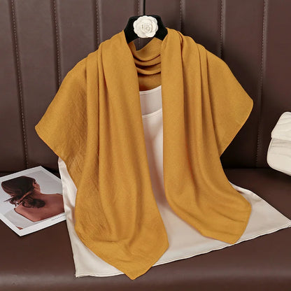90*90cm Thin Soft Square Scarves for Women Simplicity Solid Color Cotton Linen Headscarf Muslim Female's Hijabs Bag Accessories Beauty World Shop