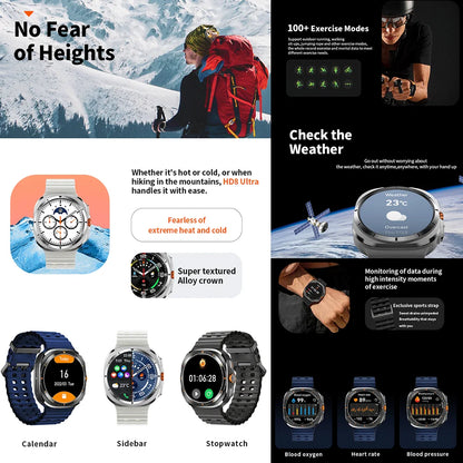 Smart Watch 8 Ultra 2025 Color Matching GPS Compass Smart Watch BT call NFC IP68 Waterproof 4GB Health monitoring Reduction 100% Beauty World Shop
