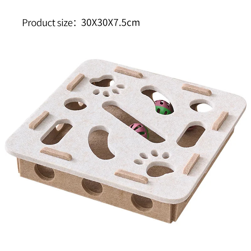 Interactive Cat Puzzle Toy Felt Toy Box with Maze Tunnel Bell Ball Indoor Entertainment Cat Toy Beauty World Shop