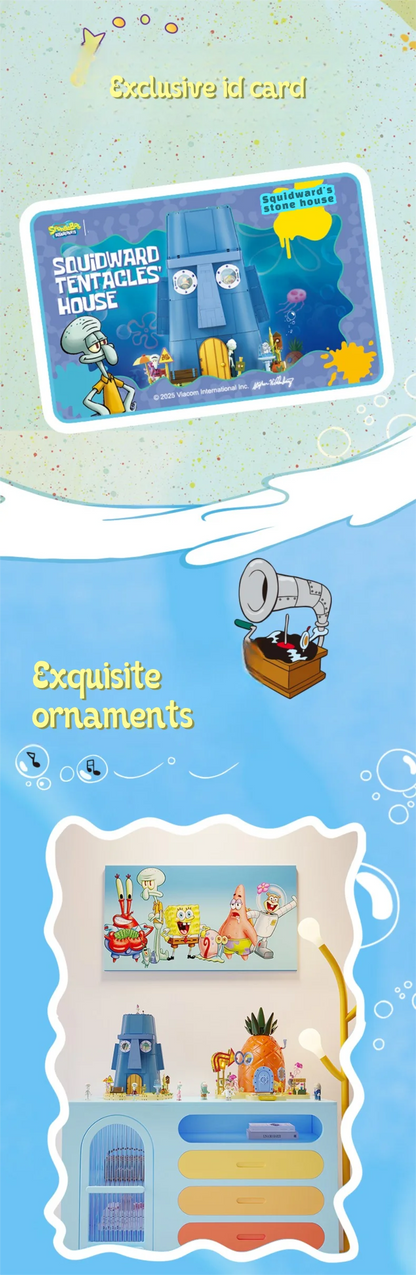 Spongebob Cartoon Krusty Krab Restaurant Building Blocks Creative Canteen Scenes Model Bricks Desktop Ornaments Toy For Kid Gift Beauty World Shop
