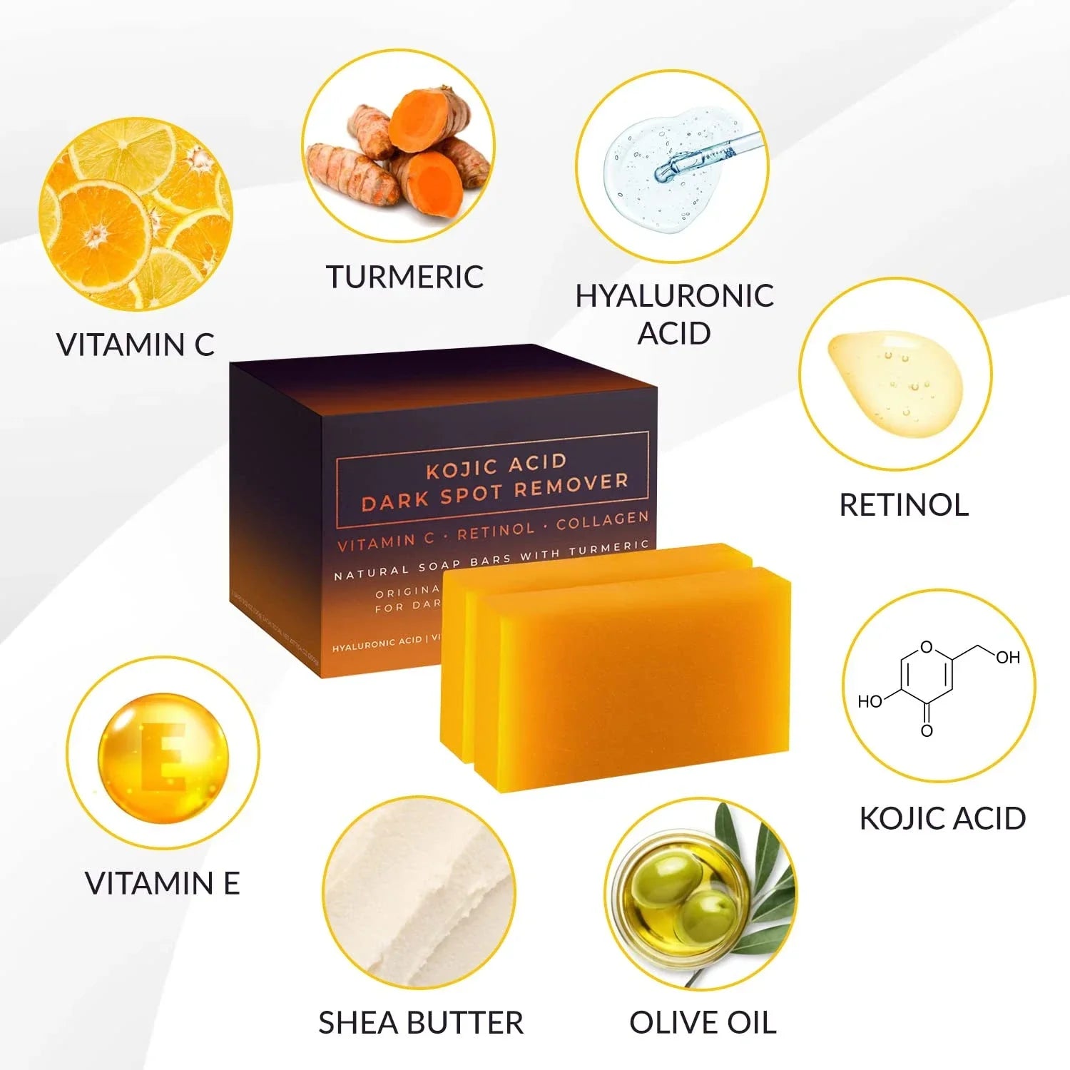 Kojic Acid Dark Spot Remover Whitening Soap Handmade Skin Care Deep Cleaning Moisturizing Cleansing Essential Soap Brighten Skin Beauty Trend Shop