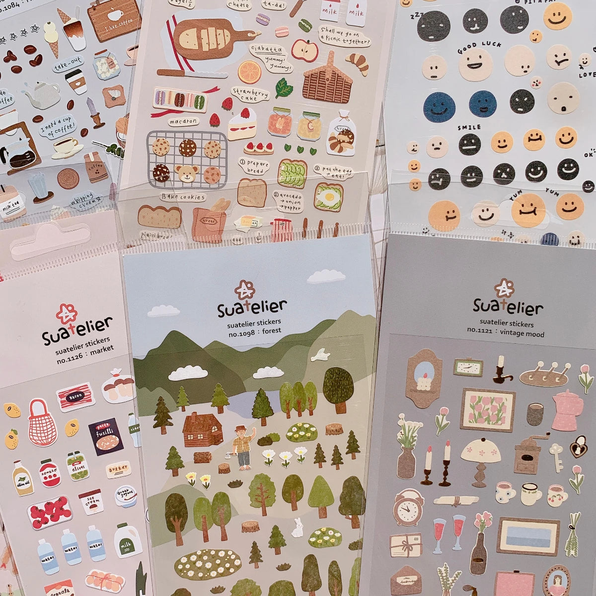 Korean Brand Suatelier Collection Daily Food Vlog Stickers DIY Scrapbooking Journey Diary Stationery Stickers Supplies Beauty World Shop