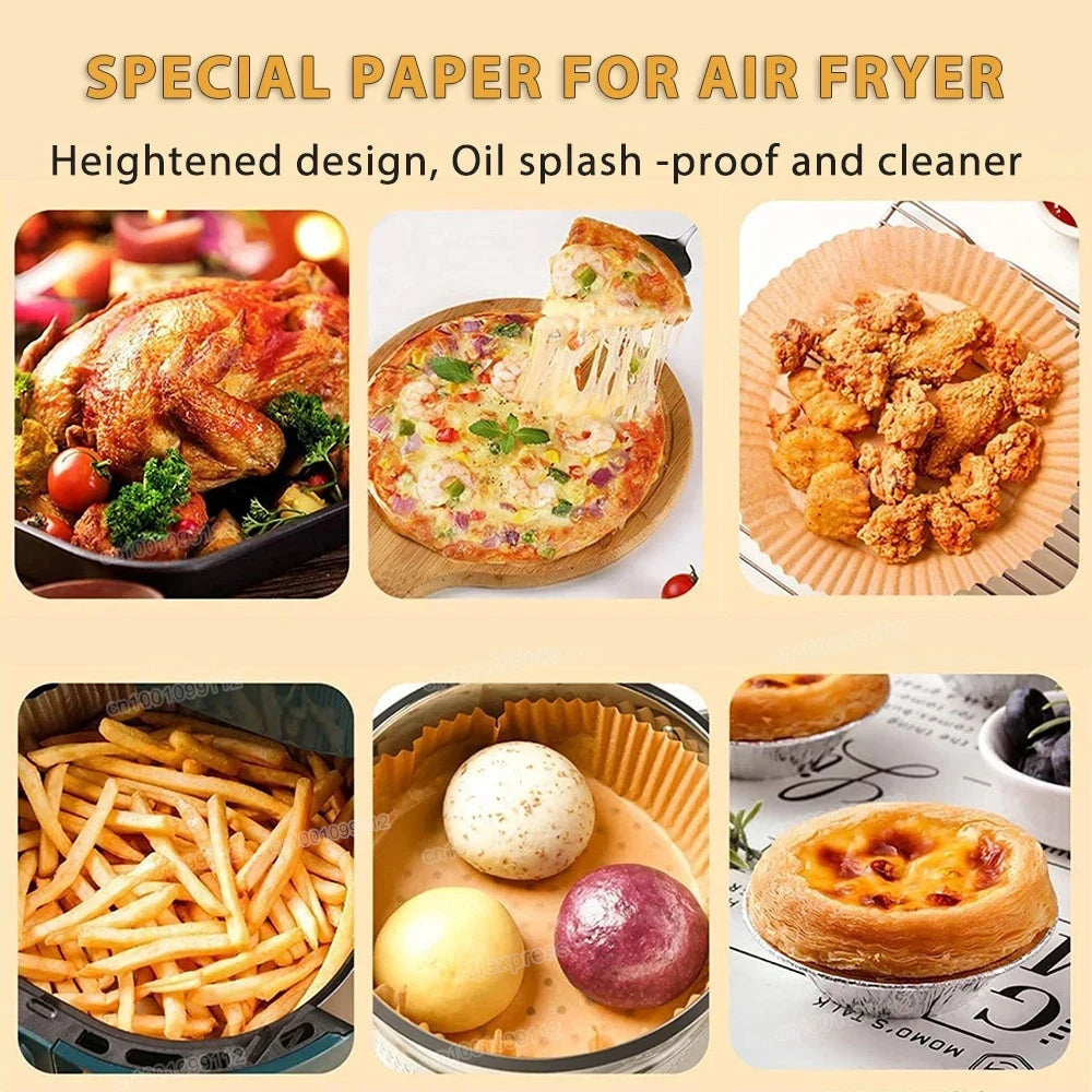 50/100Pcs Air Fryer Disposable Paper Non-Stick Airfryer Baking Papers Round Air-Fryer Paper Liners Paper Kitchen Accessories Beauty World Shop
