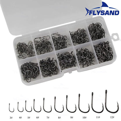FLYSAND 100pcs/500pcs High Carbon Steel Fishing hooks Mixed Size Barbed jig hook Carp Fishing Jig Head Fly fishing Accessories Beauty World Shop