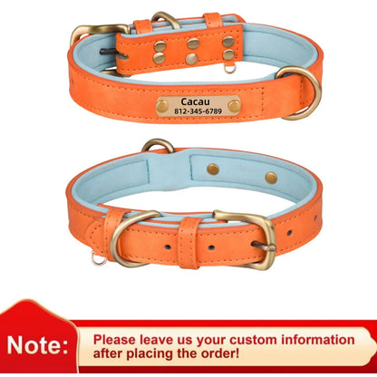 Personalized Customized Leather ID Nameplate Dog Collar Soft Padded Dogs Collars Free Engraving Name for Small Medium Large Dogs Beauty World Shop