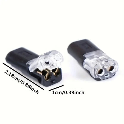 20/50/100 Pack of H2 2-Pin Pluggable Wire Connectors, Nylon-Insulated Copper Quick-Connect Terminal Blocks, Suitable for Low-Voltage Cables, No Power Mode Required, No Electronic Components Beauty World Shop