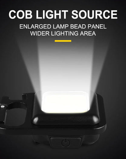 COB LED Mini Flashlight Super Bright EDC Keychain Light Outdoor Emergency Camping Pocket Lamp With Tail Magnet Corkscrew Beauty World Shop