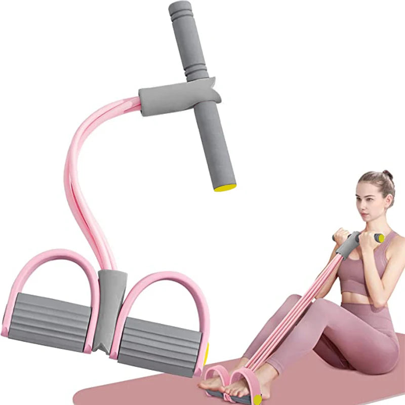 Resistance Bands 4-Tube Yoga Pedal Puller Resistance Band Elastic Pull Rope Fitness Equipment for Abdomen Waist Arm Training Beauty World Shop