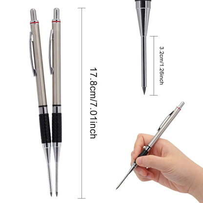 New Deep Hole Woodworking Mechanical Pencil, 2.0mm Anti Slip Soft Set Grip Handle Automatic Pencil Engineer Drawing Marking Tool Beauty World Shop