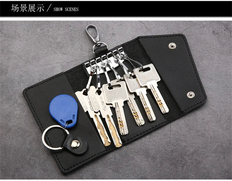 New Genuine Leather Keychain Men Key holder key organizer Pouch Car Key pouch Wallet Housekeeper Key Case Mini Card Bag Beauty World Shop