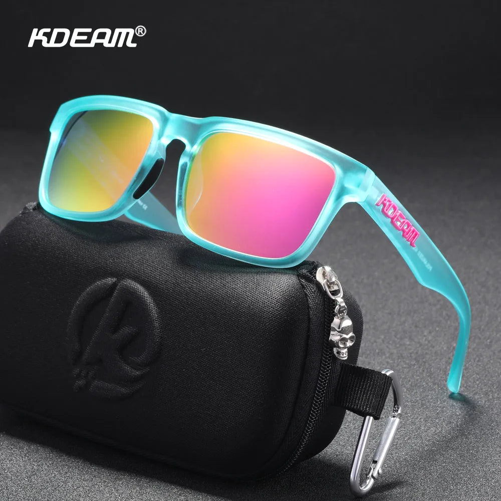 KDEAM Men's Polarized Sunglasses Square Casual Outdoors Sun Glasses Women Unisex Sunglass For Couple With Zipper Case Beauty World Shop