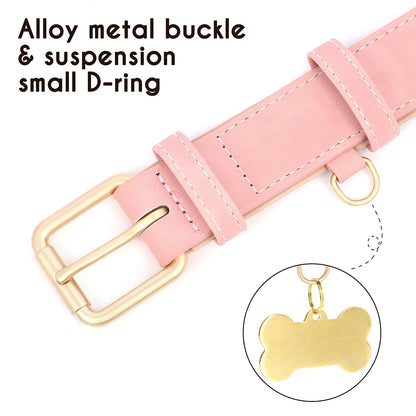Soft Padded Dog Collar Leash Set PU Leather Pet Dog Collars Necklace With Walking Lead Rope Adjustable For Small Medium Dogs Pug Beauty World Shop