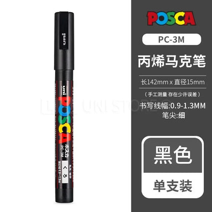 Uni Posca Full Marker PC-1M 3M 5M Multi-Colours Acrylic Permanente Rotulador Poster Graffiti Painting Pen For Fabric Rock Metal Beauty World Shop