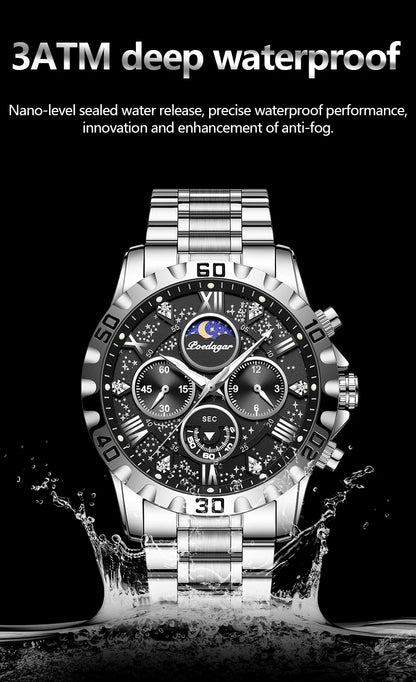 POEDAGAR Luxury Man Watch Waterproof Luminous Stainless Steel Quartz Men's Wristwatch Chronograph Military Watches For Men Reloj Beauty World Shop