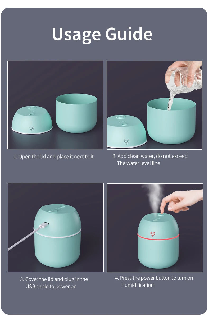 220ML big fog amount usb air humidifier Small desktop humidifier home intelligent car aromatreatment machine Beauty World Shop
