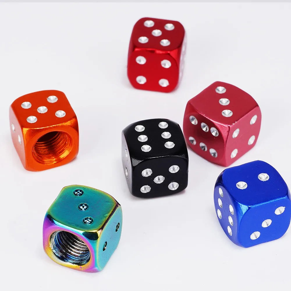 Aluminum Dice Tire Valve Caps Dustproof Car Truck Motocycle Bike Dice Wheel Stem Tyre Tire Wheel Stem Air Valve Dust Cap Cover Beauty World Shop