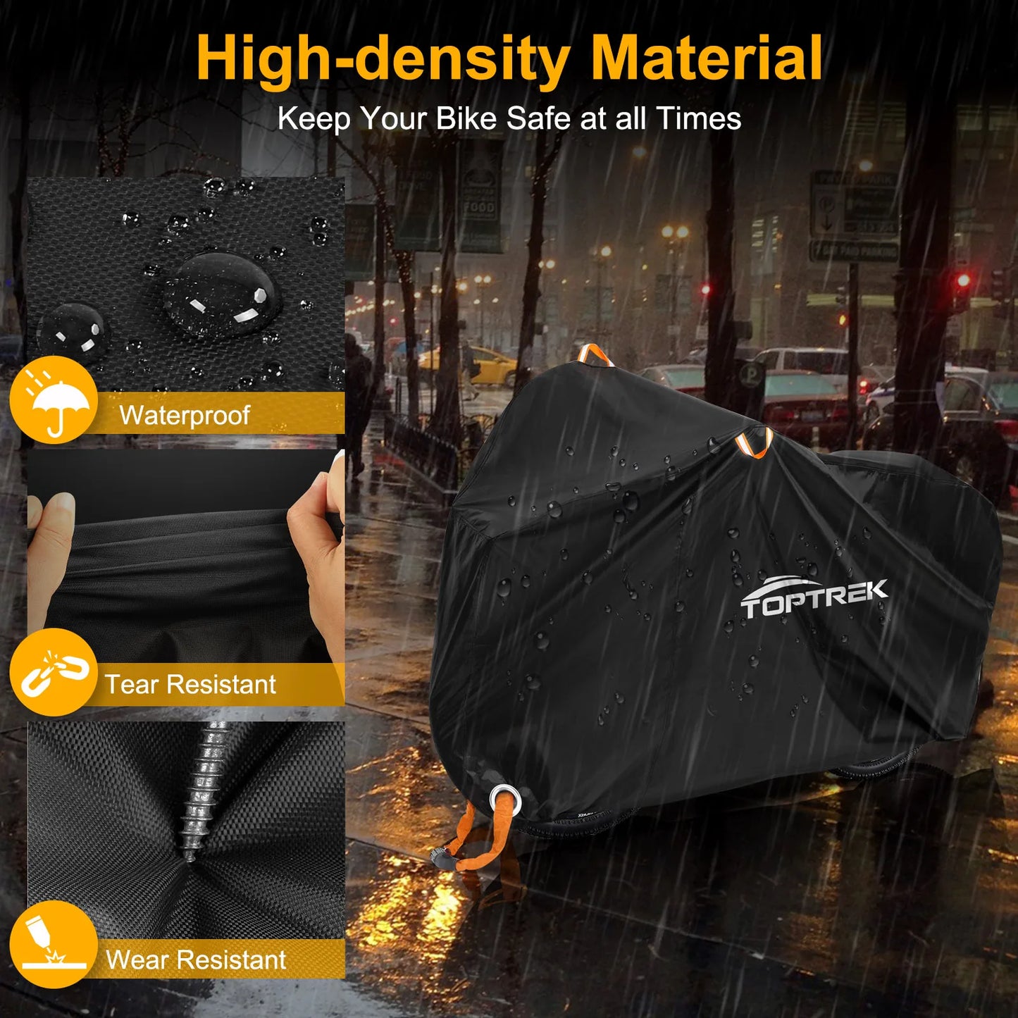 Toptrek Bike Cover 210D Oxford Outdoor Storage Waterproof & Anti-UV Bicycle Cover with Waterproof Membrane for Two Bicycles Beauty World Shop