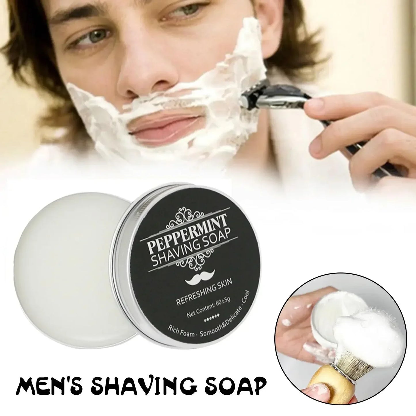 Handmade Smooth Texture Ear Shaving Soap Bar - Organic Foam Shaving Cream for Men Face Freshness And Cleanliness Maintainer
