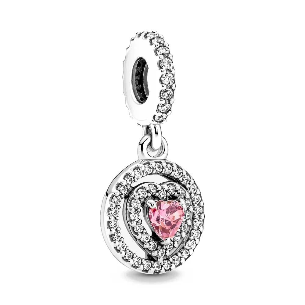2025 Hot selling 925 Silver Pink Bird Moon Pendant Suitable for European Bracelets DIY Accessories Women's Charm Jewelry Gifts Beauty World Shop
