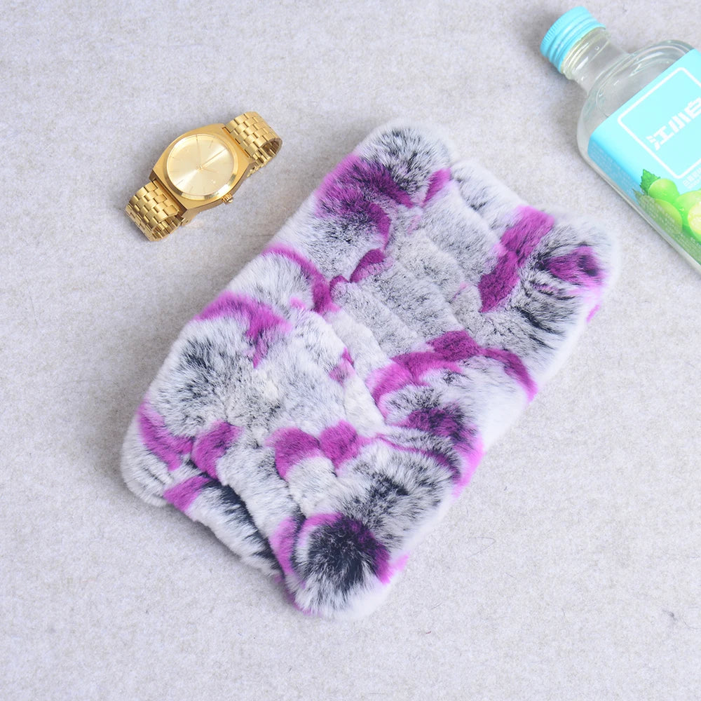 Women Handmade Stretch 100% Real Rabbit Fur Scarf Knit Genuine Rex Rabbit Fur Headbands Girls Natural Rabbit Fur Ring Scarves Beauty World Shop