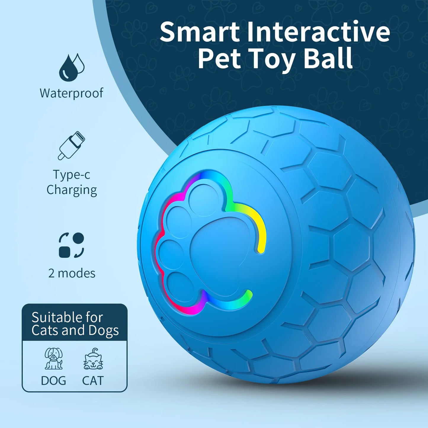 Smart Dog Toy Ball Electronic Interactive Pet Toy Ball USB Automatic Bouncing Rolling Toy Ball With RGB Lights Puppy Cat Product Beauty World Shop