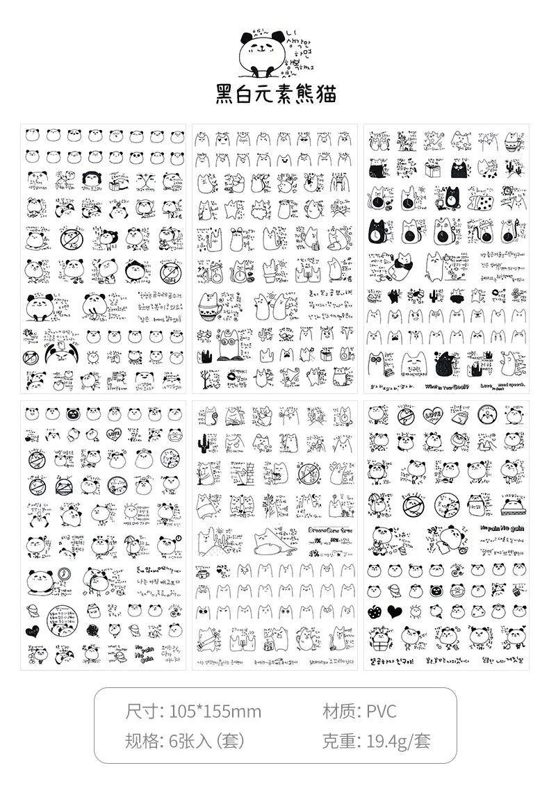 6Pcs/Lot Waterproof Cartoon Transparent Pvc Stickers DIY Hand Account Diary Decorative Stickers Kawaii Phone Cup Stickers Beauty World Shop