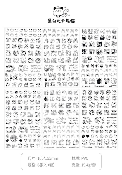 6Pcs/Lot Waterproof Cartoon Transparent Pvc Stickers DIY Hand Account Diary Decorative Stickers Kawaii Phone Cup Stickers Beauty World Shop