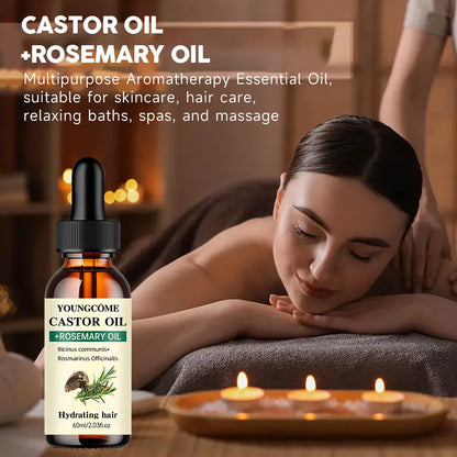 Mix Castor Oil and Rosemary Oil for Hair Growth Enhances hair thickness and Shine, Reduce Hair Loss and Split Ends Hair Care Oil Beauty World Shop