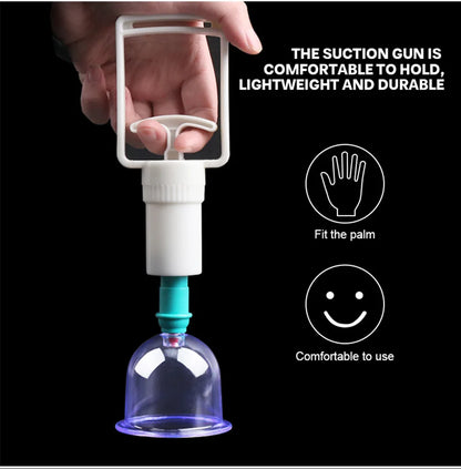 6 Suction Cups for Back-Vacuum Cupping Massage Kit w/ Pump Gun Body Massage Anti-Cellulite Beauty World Shop