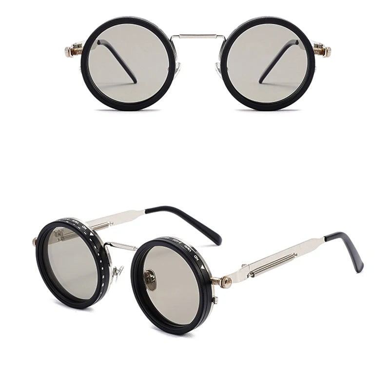 SHAUNA Retro Metal Round Punk ND9-level Adjustable Dimming Sunglasses Women Polarized UV400 Fashion Men Outdoor Sun Glasses Beauty World Shop
