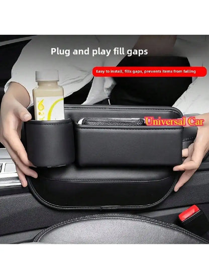 Universal Car Seat Gap Organizer Storage Box Multifunction Leather Crevice Side Storage Pocket Wallet Keys Card with Cup Holder Beauty World Shop