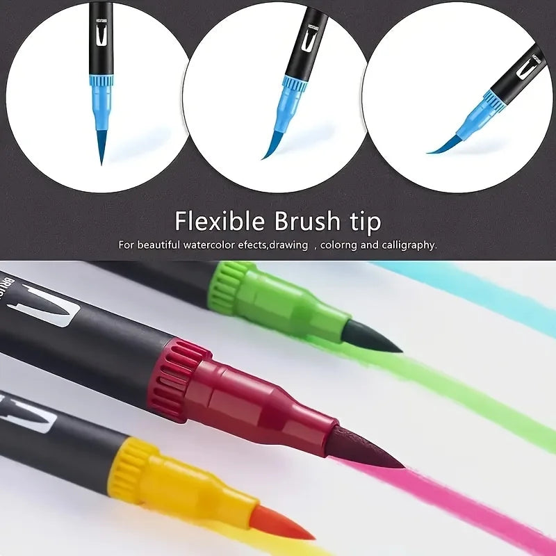 Vibrant Double-Ended Watercolor Markers – Art Set for Drawing & Crafts, Durable Plastic Bodies, Christmas Gift Beauty World Shop