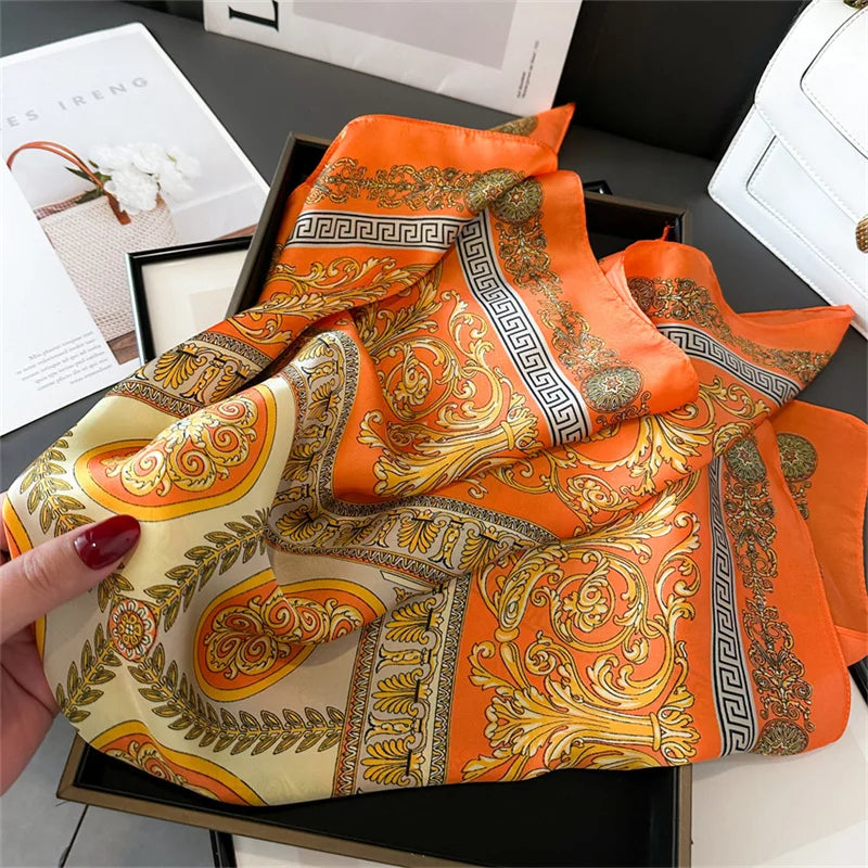 2025 New Fashion Luxury Printed Square Shawl Women 70x70cm Pashmina Silk Scarf Neck Headband Bandana Beauty World Shop