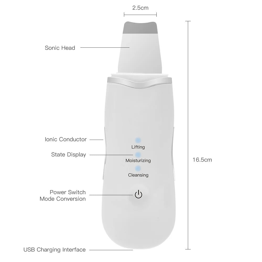 Deep Vibrate Skin Scrubber Facial Cleaner Shovel Spatula Not Ultrasonic Face ScrubberPeeling Blackhead Remover Facial Ma ssager Beauty World Shop