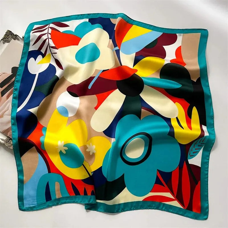 Luxury Print imitation Silk Square Scarf Women Spring Neck Tie Shawl Wraps Female Hair Hand Wrist Headkercheif Hijab Bandana Beauty World Shop