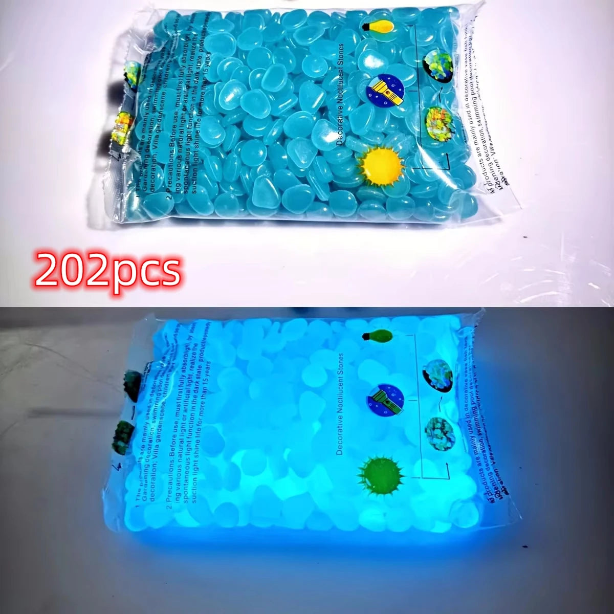 100pcs Glow In The Dark Pebbles, Resin Luminous Stones For Landscape, Garden Paths, Potted Plants, Parks, Aquarium Decor, Beauty World Shop