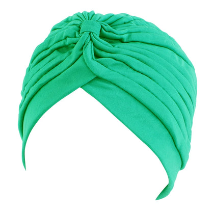 New Knotted Ruffle Turban Ladies Soft Headscarf Casual Streetwear Female Muslim Hijab Indian Hats Cancer Chemo Cap Turbante Beauty World Shop
