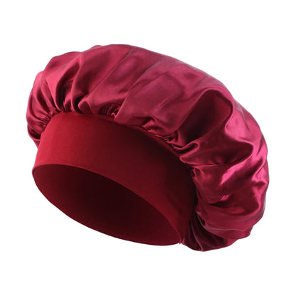 New Women's Satin Solid Wide-brimmed Sleeping Hat Unisex Head Wrap Elastic Band Cap Hair Care Bonnet Night Hat bonnet de nuit Beauty Fashion